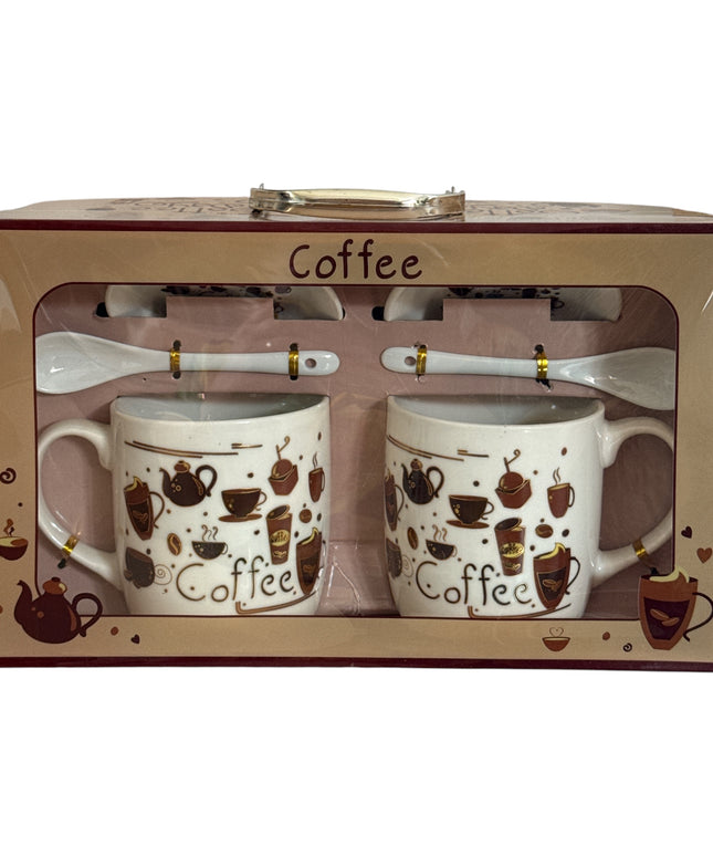 Set cadou Coffee 2 căni cu capac și linguriță