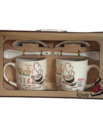 Set cadou Coffee 2 căni cu capac și linguriță
