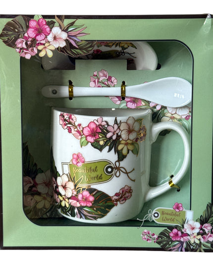 Set cadou cană cu capac și linguriță HK1527