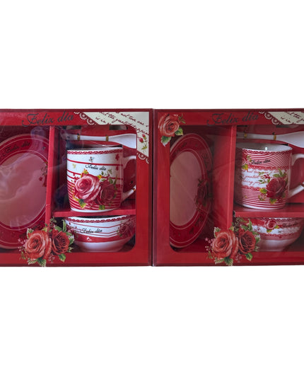 Set ceramic cadou 5 piese Trandafir