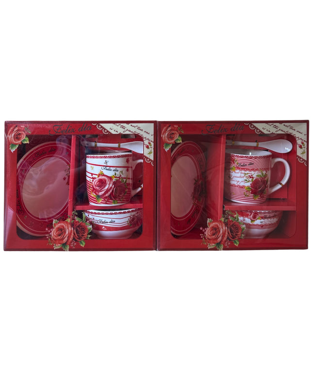 Set ceramic cadou 5 piese Trandafir