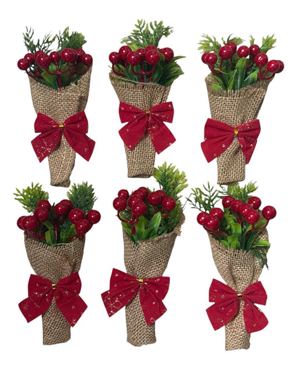 Set 6 ornamente decorative pentru masa de Crăciun