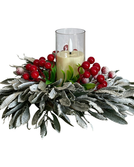 Aranjament de Crăciun cu Lumânare LED – 27 x 14cm