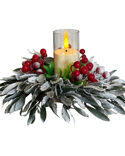 Aranjament de Crăciun cu Lumânare LED – 27 x 14cm