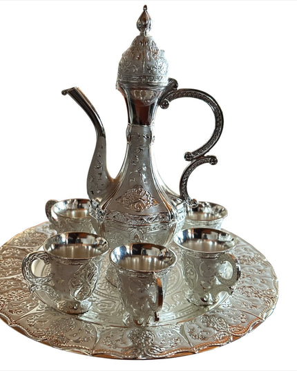 Set Tavă cu carafă + 6 cești Alpaca