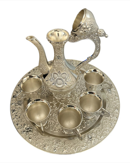 Set Tavă cu carafă + 6 cești Alpaca