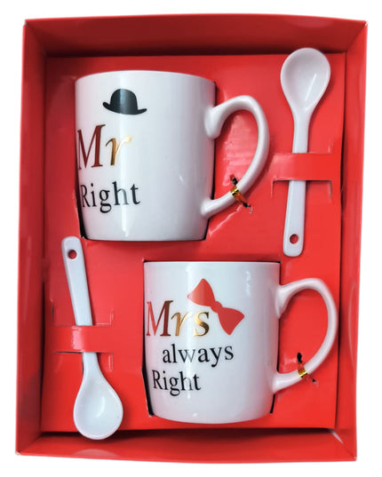 Set 2 căni cu lingurițe Mr & Mrs CH17