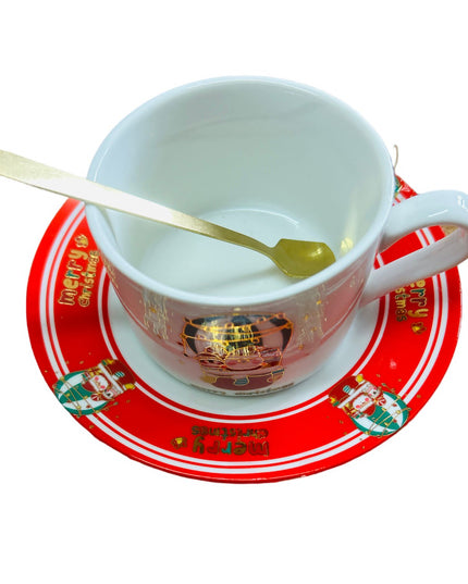 Set cadou Crăciun ceașcă și farfurie cu linguriță HM184-B