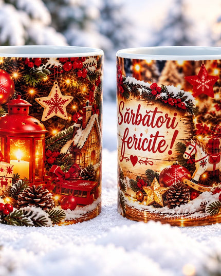 Set 4 Căni “Sărbători fericite!” Crăciun