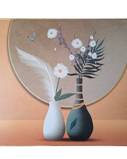 Tablou decorativ floral minimalist cu vaze  58x48cm cod 1148-3