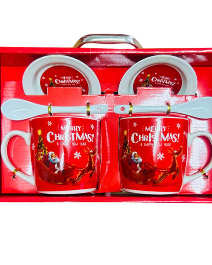 Set cadou Crăciun 2 căni cu capac și linguriță HK1722-B