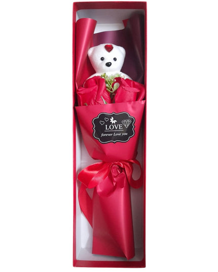 Buchet decorativ de Trandafiri cu Ursuleț 804-11