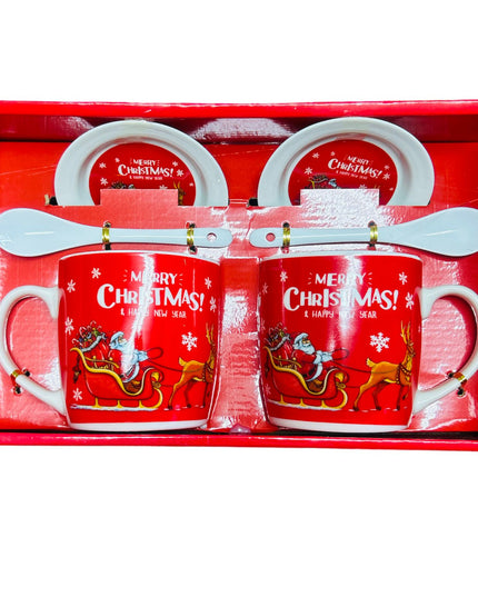 Set cadou Crăciun 2 căni cu capac și linguriță HK1722-B