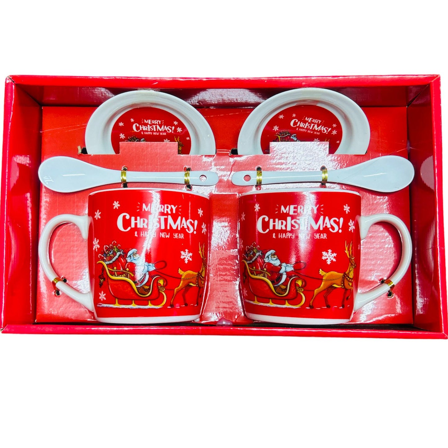 Set cadou Crăciun 2 căni cu capac și linguriță HK1722-B