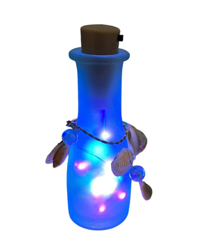 Sticlă cu scoici și lumini 11cm