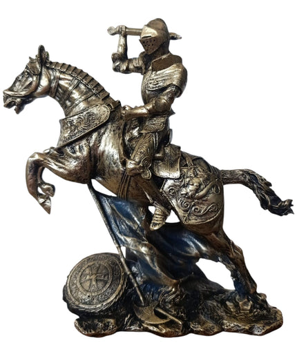 Statuetă Cavaler Medieval pe Cal 26cm