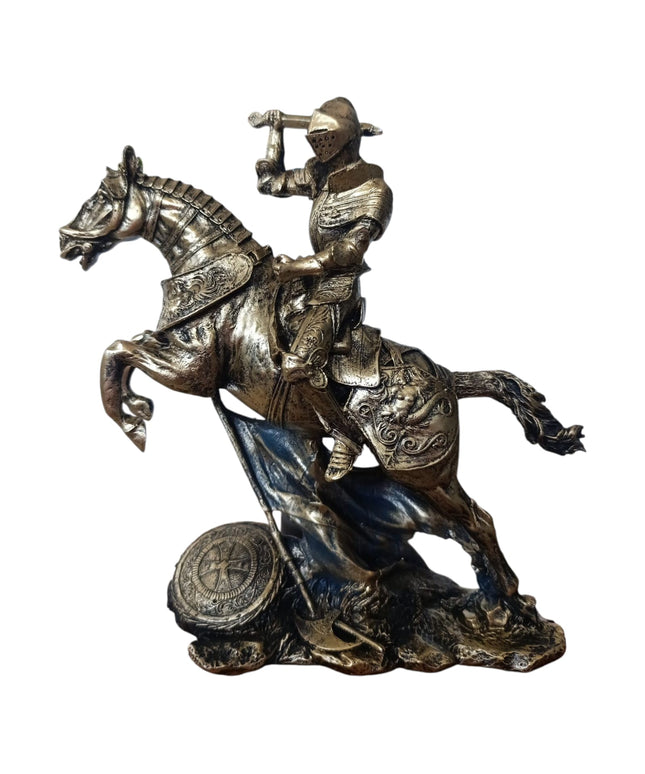 Statuetă Cavaler Medieval pe Cal 26cm
