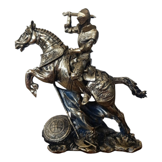 Statuetă Cavaler Medieval pe Cal 26cm