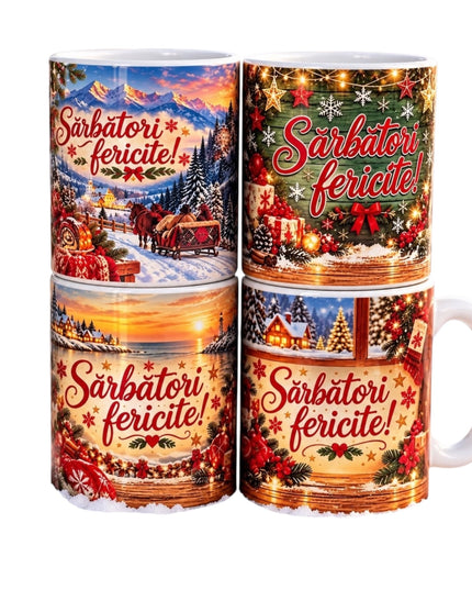 Set 4 Căni “Sărbători fericite!” Crăciun