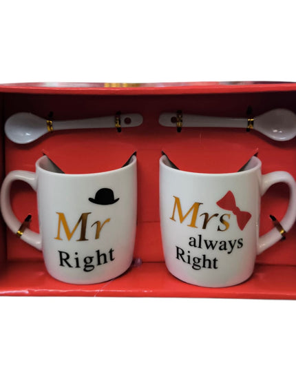Set cadou 2 căni cu linguriță Mr&Mrs AT1371