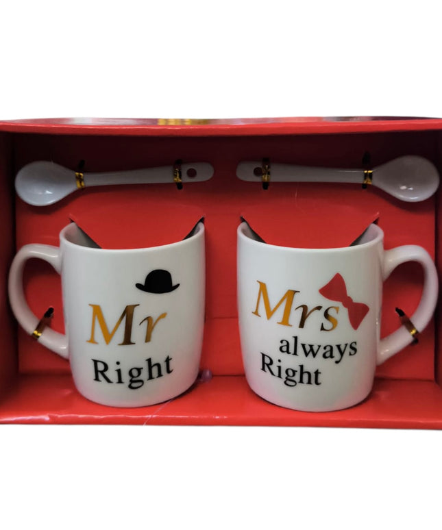 Set cadou 2 căni cu linguriță Mr&Mrs AT1371