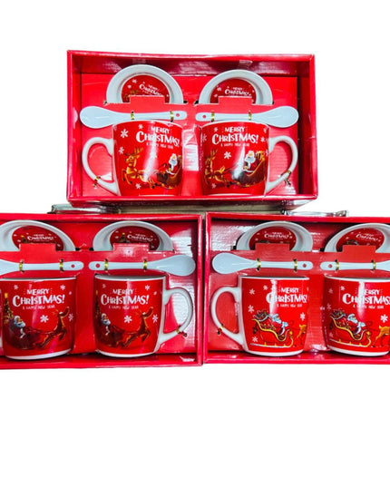 Set cadou Crăciun 2 căni cu capac și linguriță HK1722-B