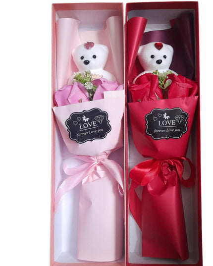 Buchet decorativ de Trandafiri cu Ursuleț 804-11