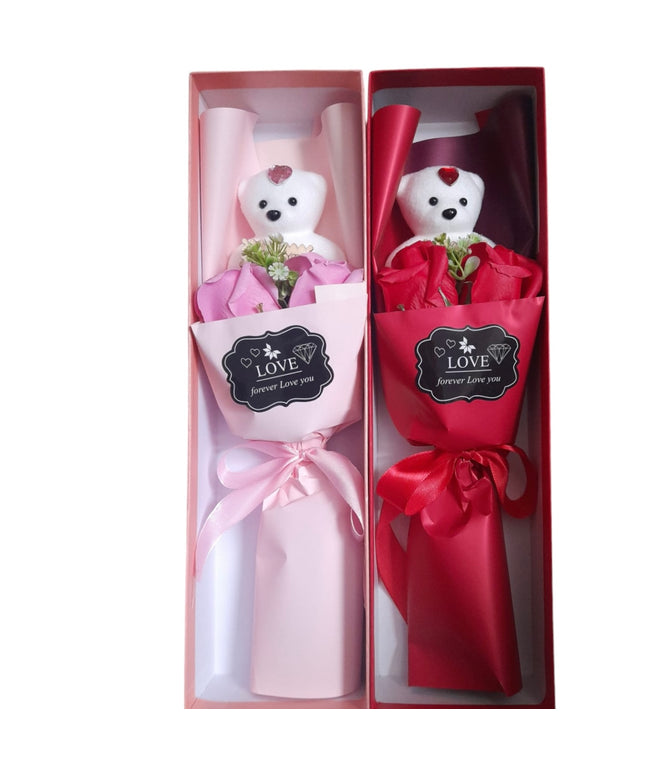 Buchet decorativ de Trandafiri cu Ursuleț 804-11