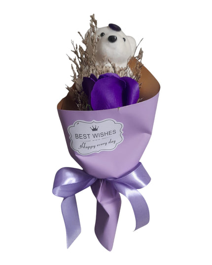 Buchet decorativ Trandafir cu Ursuleț 804-12