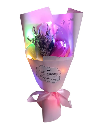 Buchet ornamental Trandafiri cu lumini în cutie cadou 804-15