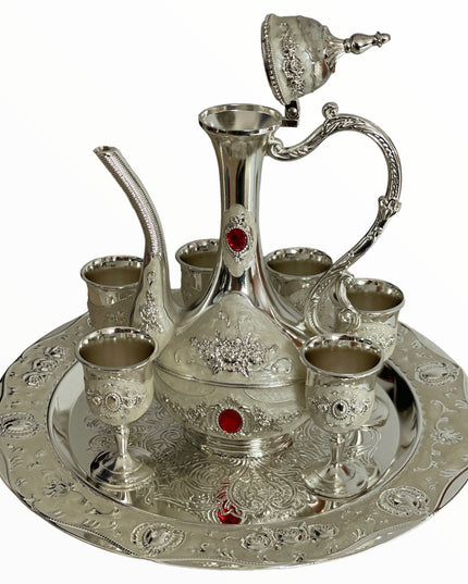 Set Tavă cu carafă + 6 pahare Alpaca