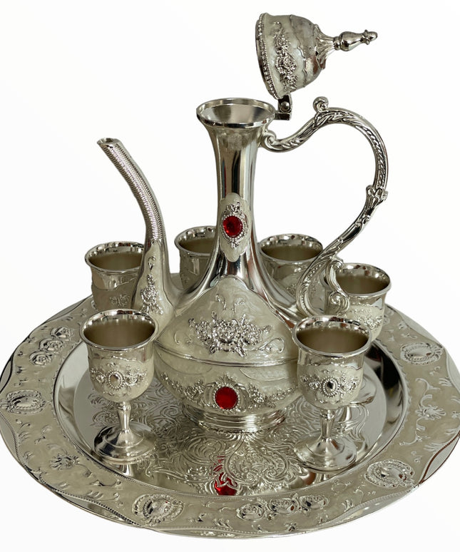 Set Tavă cu carafă + 6 pahare Alpaca