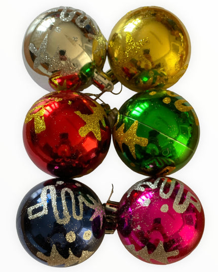 Glob plastic decor 6/set. 6cm