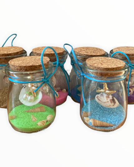 Sticluță cu scoici și nisip 6/set
