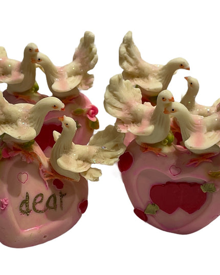 Porumbei pe inimă 4/set 7cm