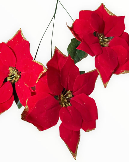 Floare Crăciun sclipici 3 capete 60cm