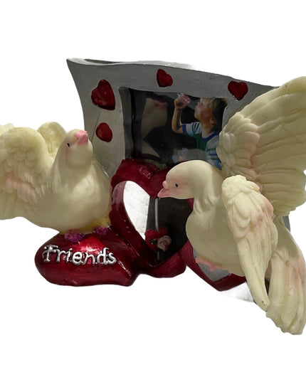 Ramă foto inimă cu porumbei 10cm