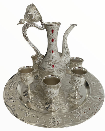 Set Tavă cu carafă + 6 pahare Alpaca