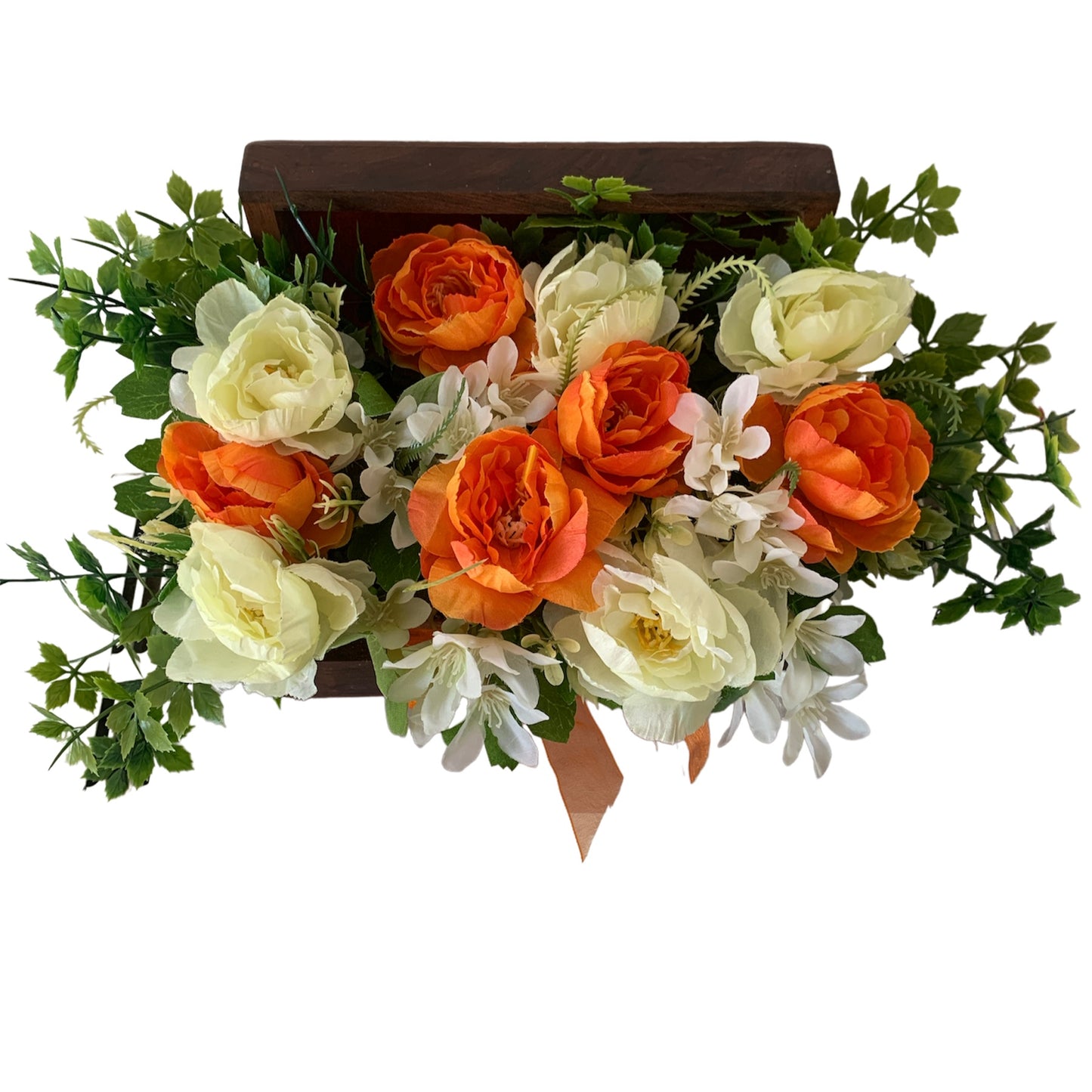 Aranjament floral cutie lemn Palisandru 1