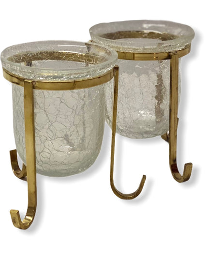 Suport lumânare ALAMĂ sticlă 2/set 11cm