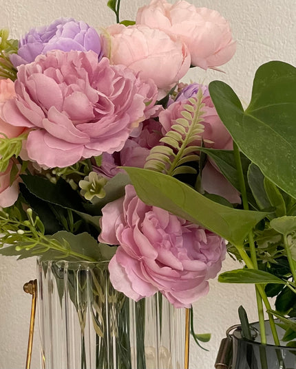 Vază sticlă cu mâner metal 20cm