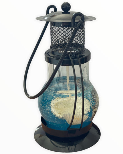 Lumânare decorativă cu gel transparent în felinar mijlociu 16cm