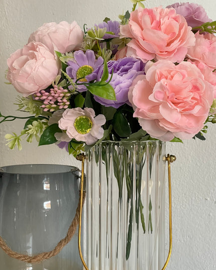 Vază sticlă cu mâner metal 20cm