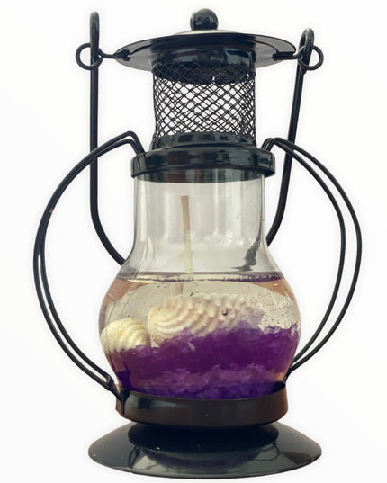 Lumânare decorativă cu gel transparent în felinar mic 13cm