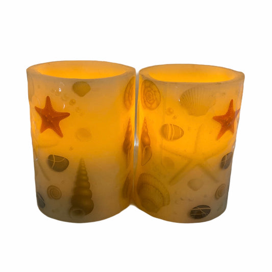 Set 2 lumânări LED scoici