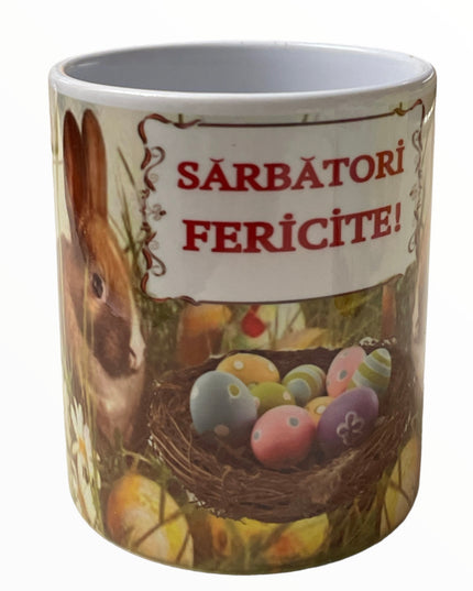 Cană ” Sărbători fericite ” Paște