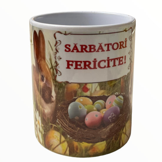 Cană ” Sărbători fericite ” Paște