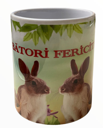 Cană ” Sărbători fericite ” Paște