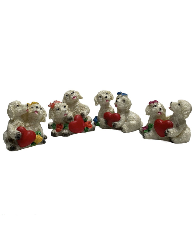 Căței albi cu inimă 4/set. 4cm