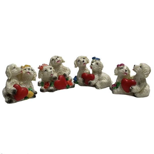 Căței albi cu inimă 4/set. 4cm
